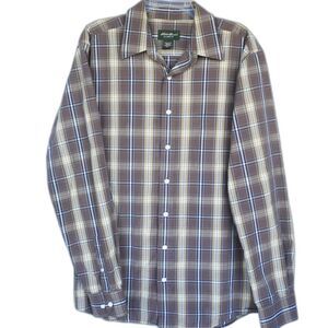 Eddie Bauer Mens Shirt Size L Tall Classic Fit Mens Long Sleeve Brown Pl…
